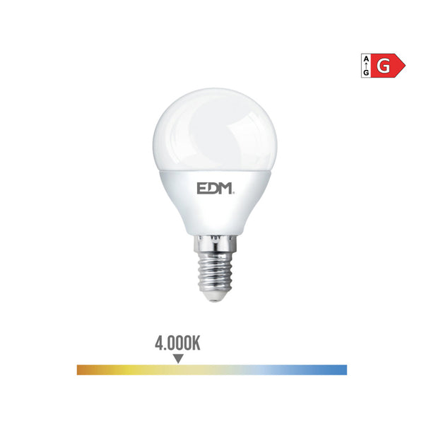 Led Spherical Bulb E14 6W 500Lm 4000K Daylight Ø4.5X8Cm Edm