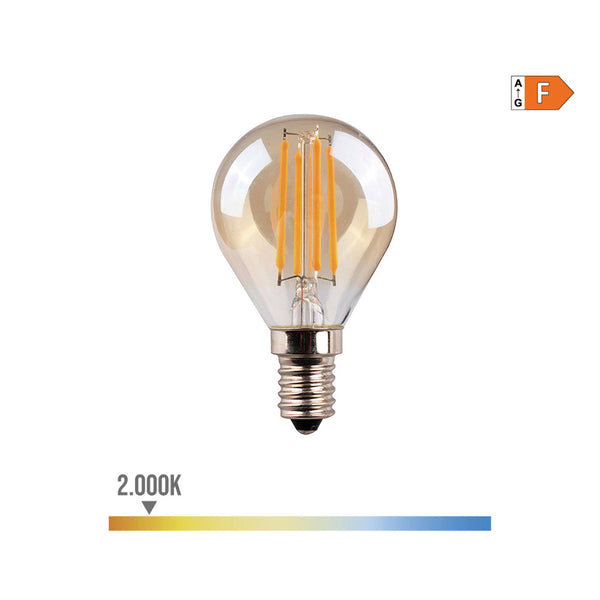 Spherical Bulb With Vintage Crystal LED Filament E14 4.5W 400Lm 2000K Warm Light Ø4.5X7.8Cm Edm