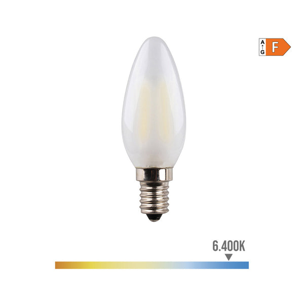 LED Filament Candle Bulb, Matte Glass E14 4.5W 470Lm 6400K Cold Light Ø3.5X9.8Cm Edm