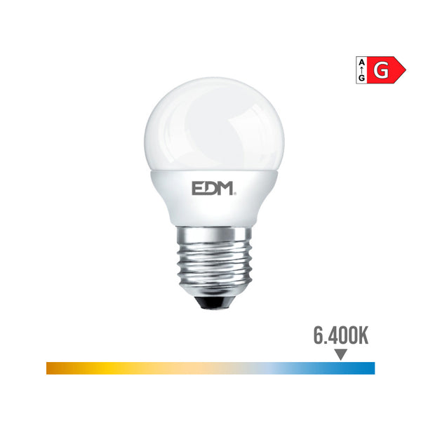 Led Spherical Bulb E27 6W 500Lm 6400K Cold Light Ø4.5X8Cm Edm