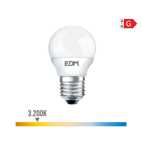 Led Spherical Bulb E27 6W 500Lm 3200K Warm Light Ø4.5X8Cm Edm