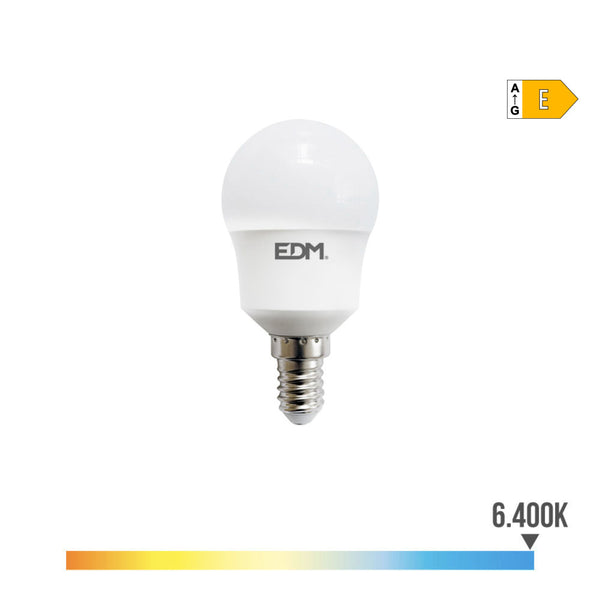 Bombilla Esferica Led E14 8,5W 1000Lm 6400K Luz Fria Ø4,5X8,8Cm Edm