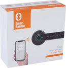 Manilla electrónica con roseta redonda acabado negro con huella, pin y bluetooth