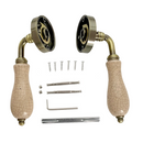 Accesorios de juego de manillas con roseta redonda en acabado cuero y porcelana para puertas de interior modelo 4008