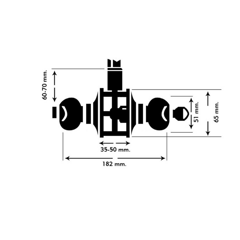 Round rotating passage door knob in stainless steel model 608