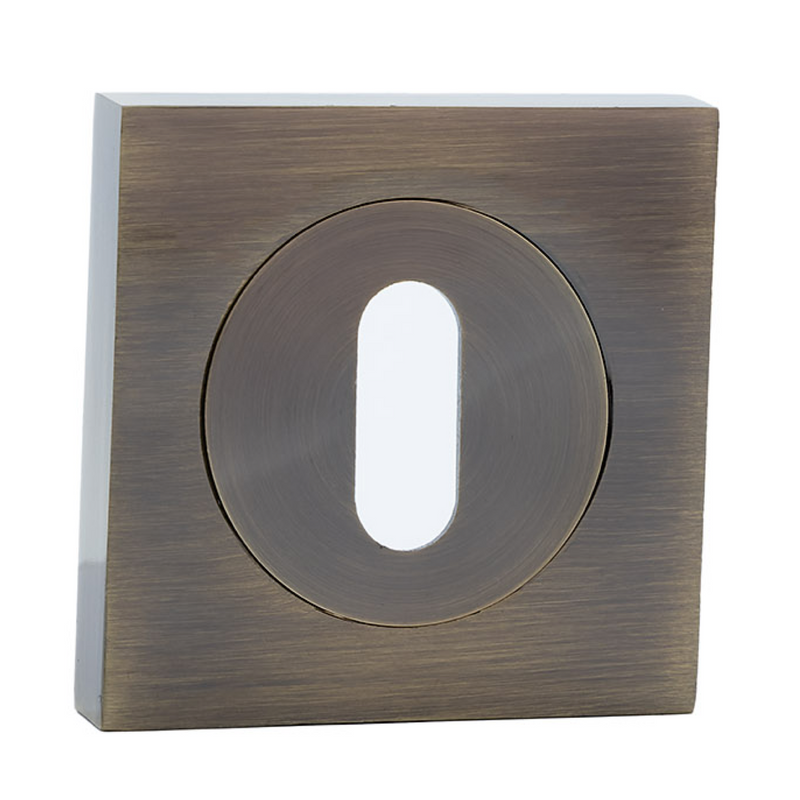 Bocallave de roseta cuadrada-redonda con boca oval acabado cuero para puertas