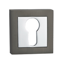 Bocallave roseta cuadrada-cuadrada de boca·pera acabado grafito y cromo brillo