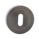 Bocallave roseta redonda oval en acabado cuero para puertas