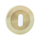 Bocallave roseta redonda oval en acabado dorado satinado para puertas