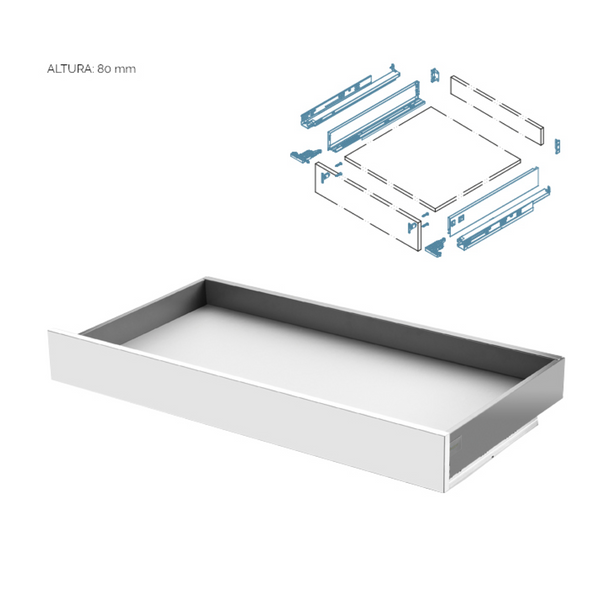 Set antracita de cajón modular SLIM de extracción total y cierre silencioso de 80 de alto y 350 de ancho