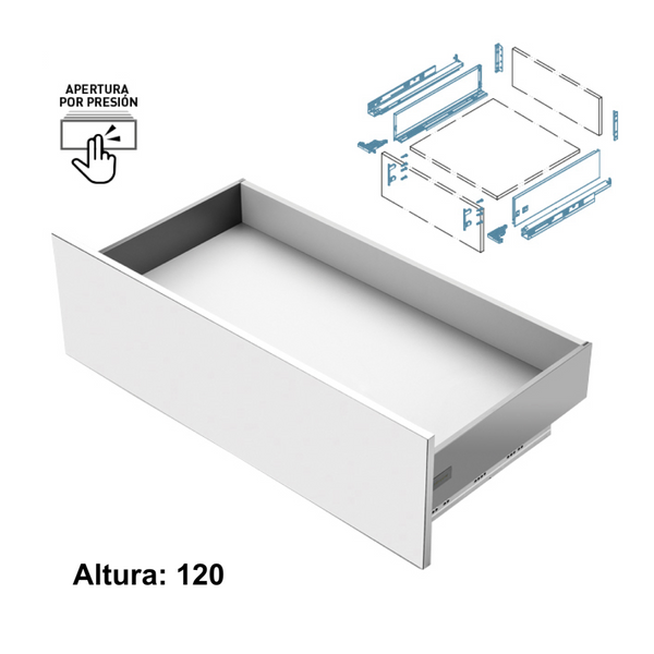 Cajón modular-Slim antracita de apertura a presión de 120 de alto y 450 de ancho