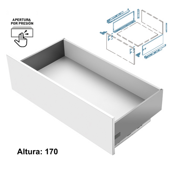 Cajón modular-Slim antracita de apertura a presión de 170 de alto y 500 de ancho