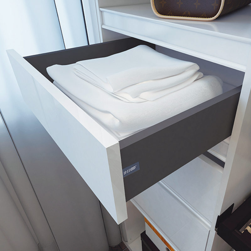 White SLIM modular drawer set with full extension and silent closing, 120 cm high and 450 cm wide