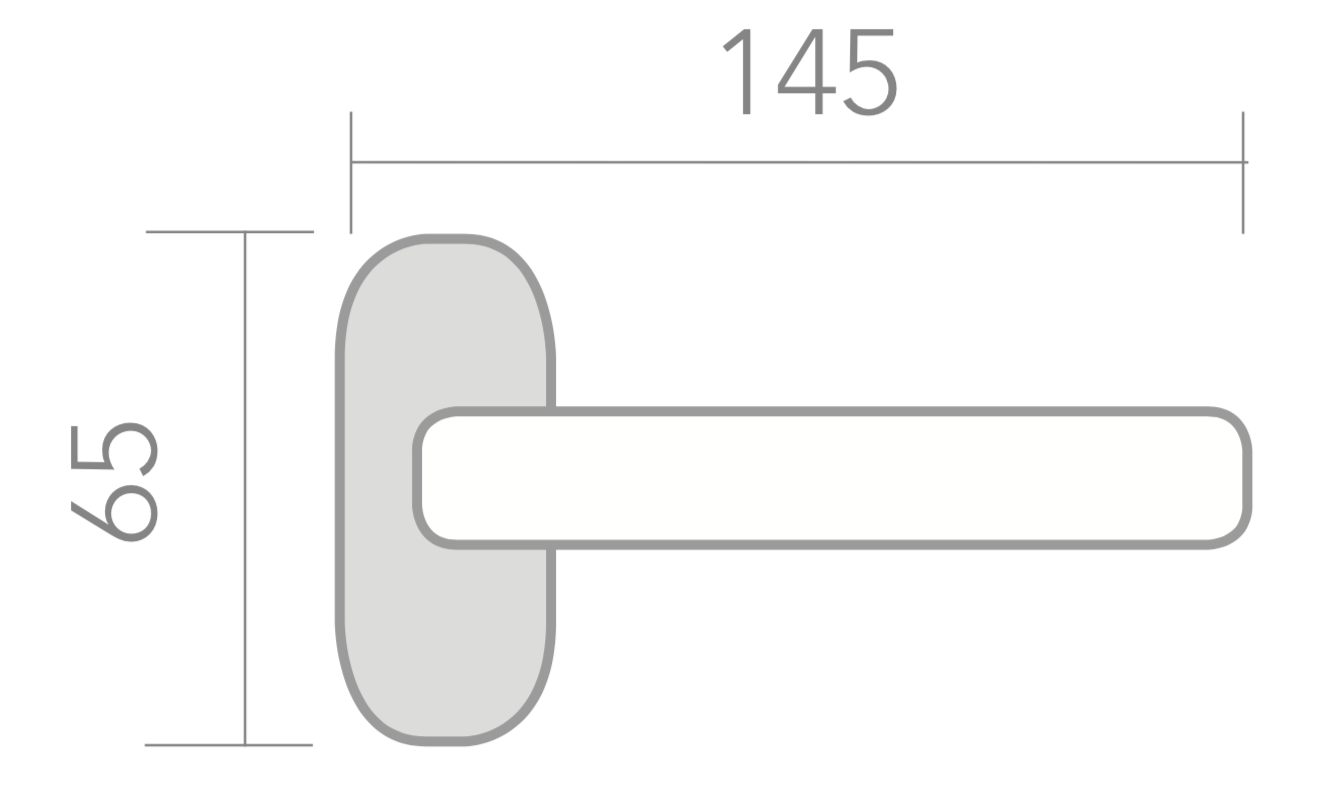Plano de manilla curva con roseta ovalada de acero inoxidable para carpintería metálica o de pvc