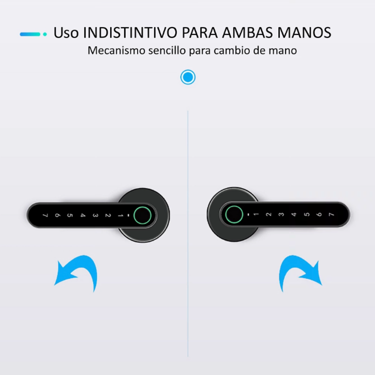 Manilla electrónica con roseta redonda acabado gris con huella, pin y bluetooth