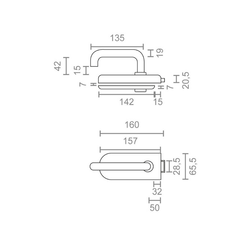 Picaporte de aluminio negro para puertas de cristal con manillas incluidas