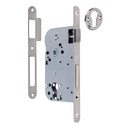 Cerradura de embutir de 70 entre ejes y 50 hasta bocallave canto redondo níquel satinado