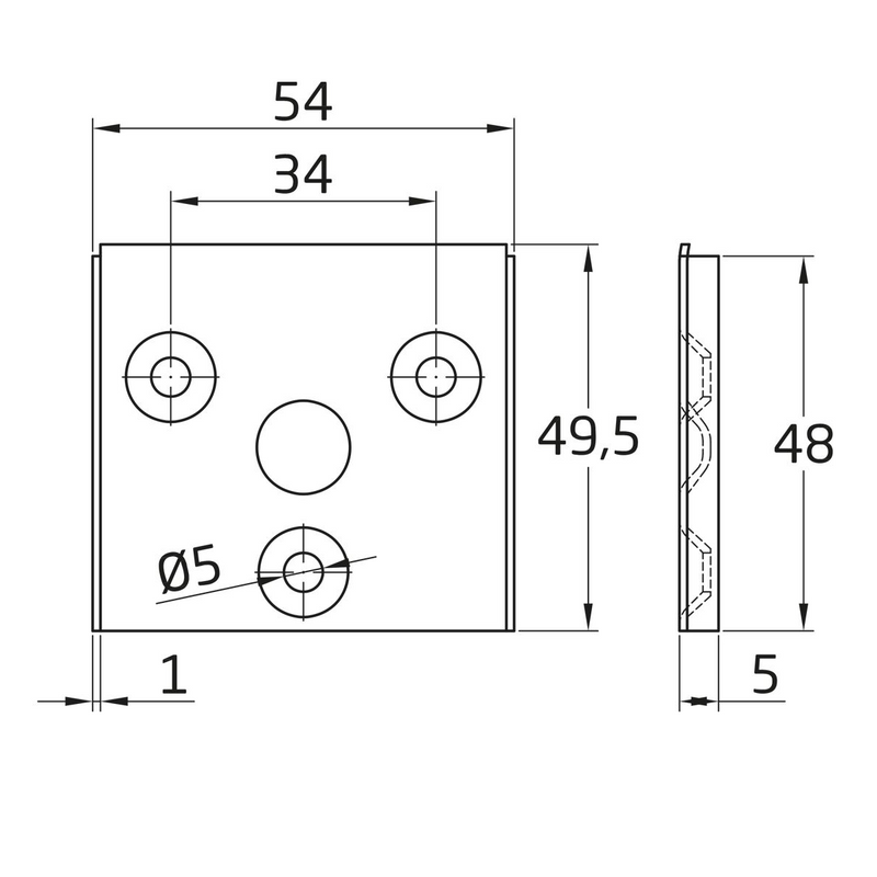 10 chapas de soporte de 54x50mm acero zincado para colgar muebles