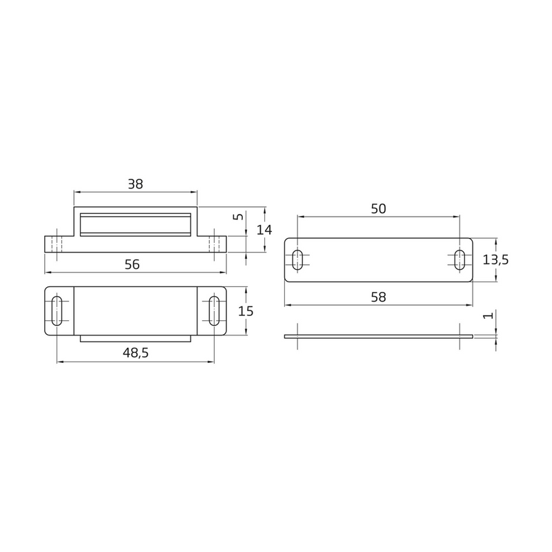 6 white magnetic strikers for closing cupboard doors 5kg resistance