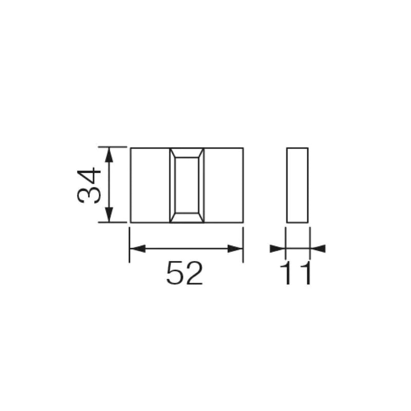 Condena de latón con roseta rectangular modelo 3045 en níquel satinado