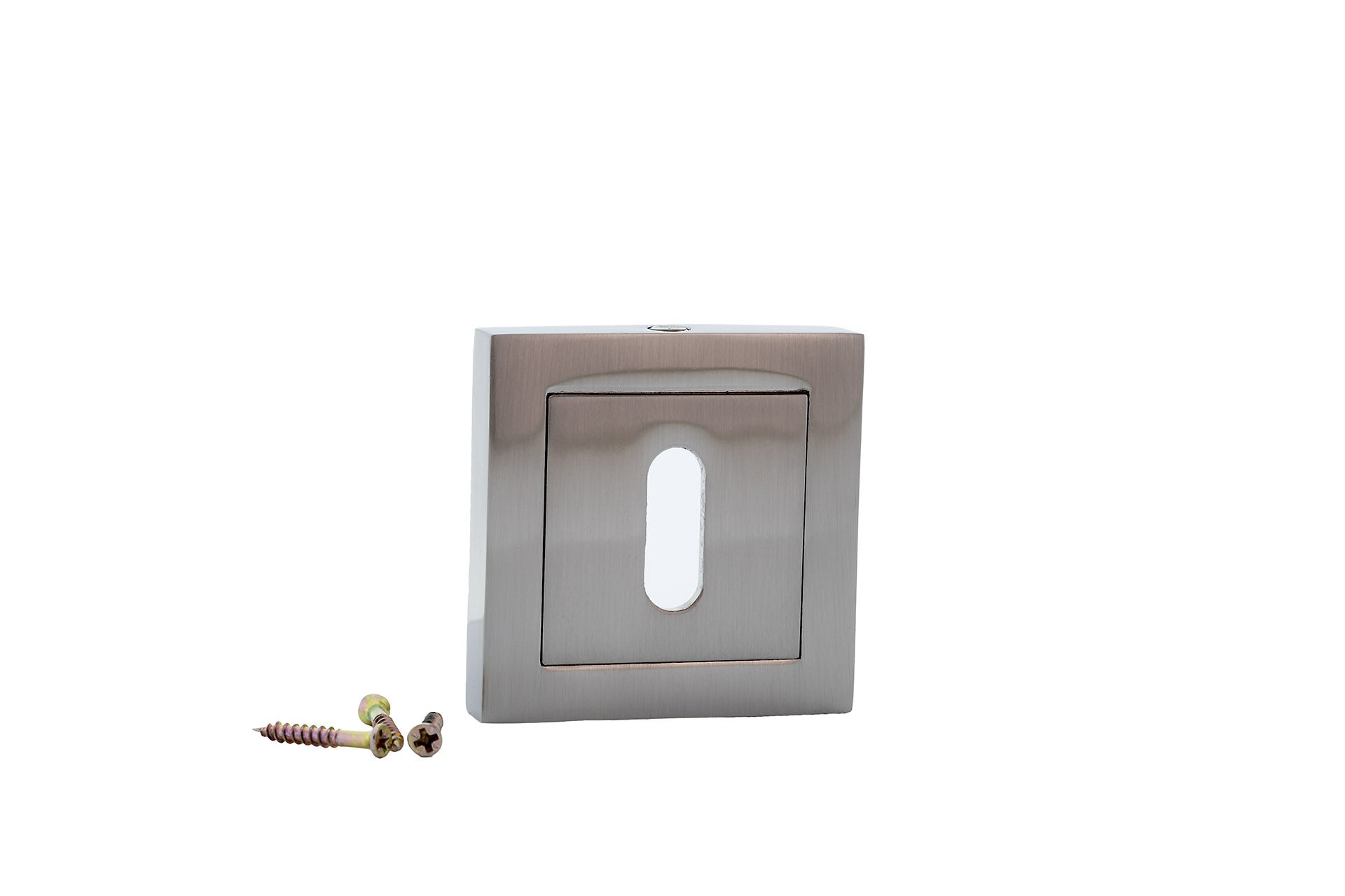 Bocallave cuadrada con boca oval en acabado níquel satinado para puertas