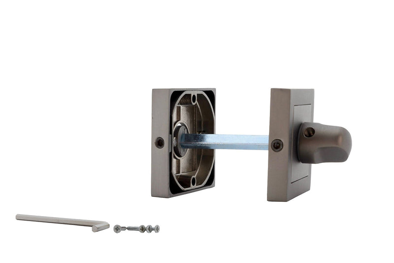 Condena con roseta cuadrada de zamak en acabado grafito de 50mm