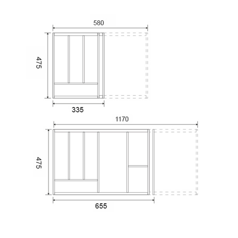 Cubertero ajustable de 450 a 650mm fabricado en madera MDF de acabado haya