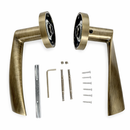 Manilla modelo 'ola 130C' con Roseta Redonda en acabado cuero para puertas