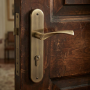 Manilla modelo '130' de zamak con placa ovalada acabado en cuero para puertas