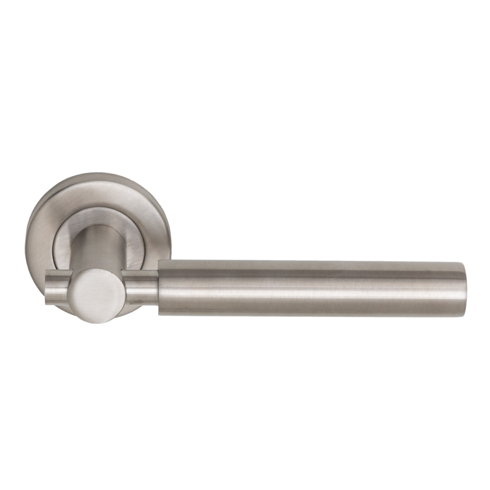 Manilla con roseta redonda en acero inoxidable para puertas modelo 1020