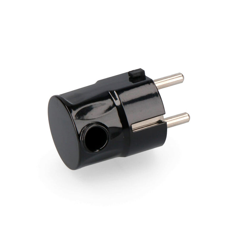 Schuko Plug T/Tl 16A Side Output 4.8mm Black (Packaged) (602207)