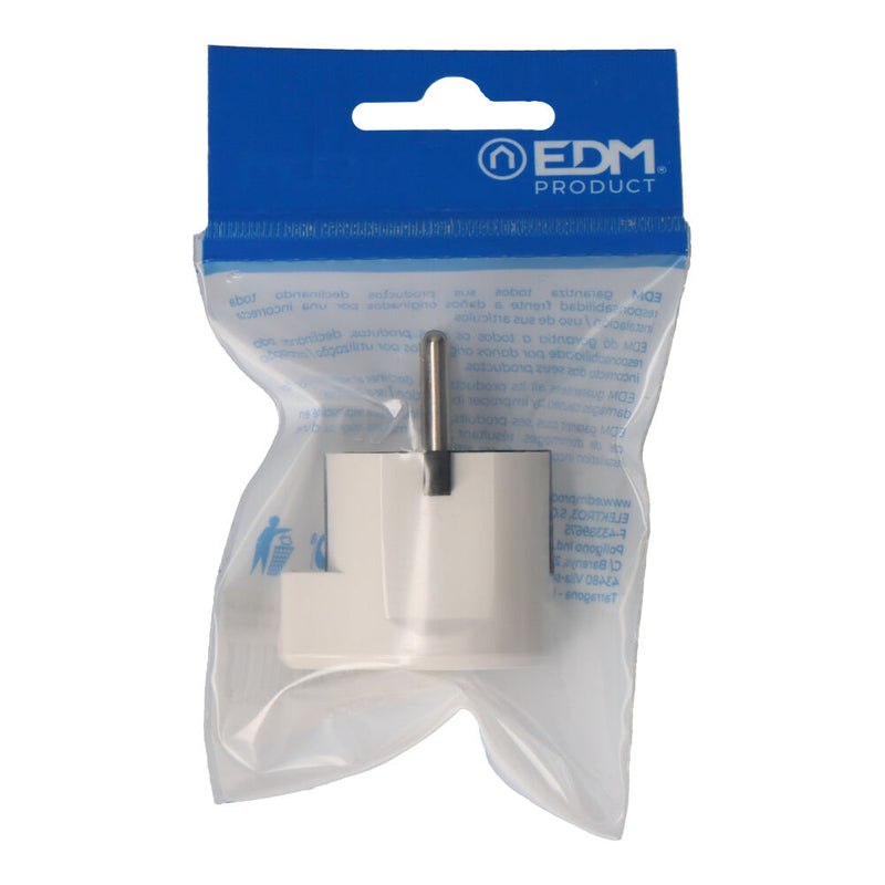 Schuko Plug T/Tl 16A Side Output 4.8Mm White (Packaged) Edm