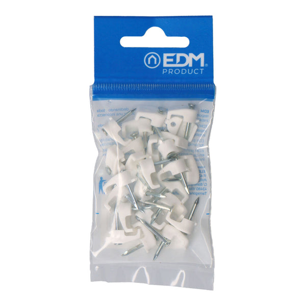 Grapa Blanca Para Cable Manguera Plana 2X1,5Mm N°1 (Blister 25 Unid, ) Edm