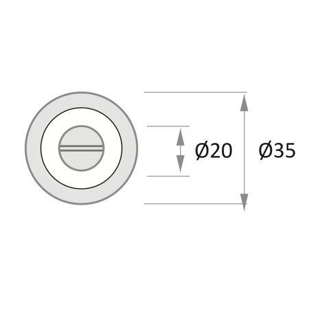 Condena de 35mm de diámetro en acabado negro para puertas