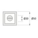 Condena con roseta cuadrada de zamak en acabado gris de 50mm