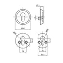 Escudo de seguridad niquelado con bombín abierto para puertas de mayor grosor de 40mm