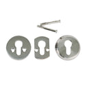 Escudo de seguridad niquelado con bombín abierto para puertas de mayor grosor de 40mm