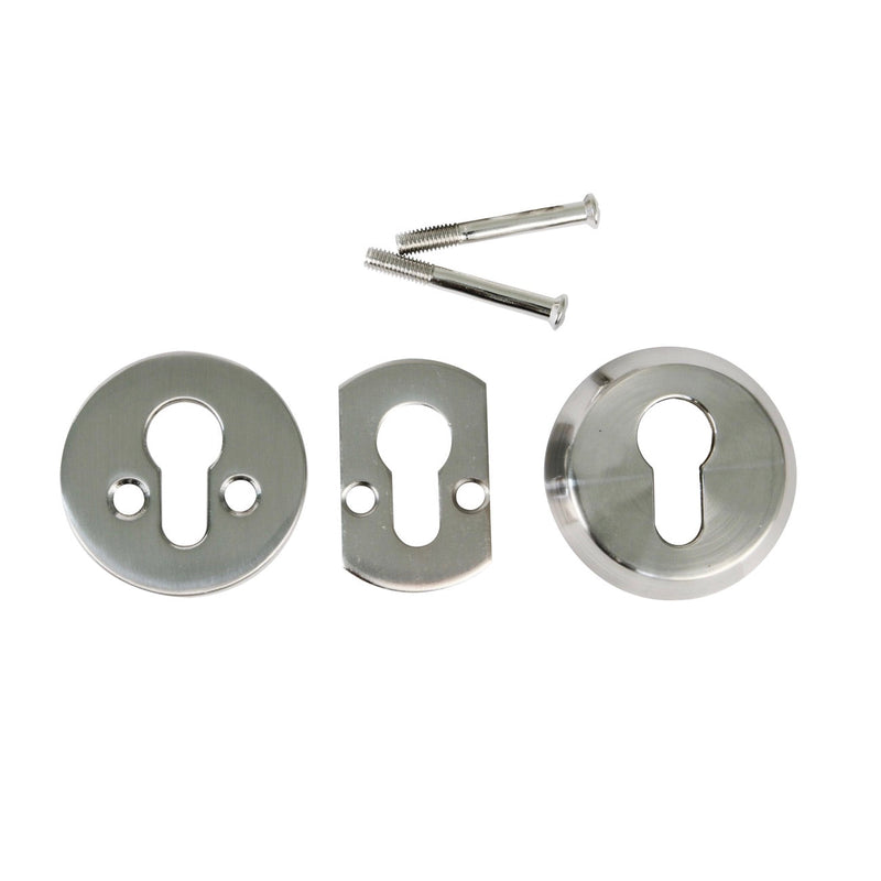 Escudo de seguridad niquelado con bombín abierto para puertas de mayor grosor de 40mm