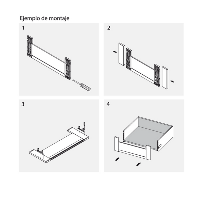 Perfil de aluminio frontal blanco de 2 metros y 80mm de altura recortable para cajón