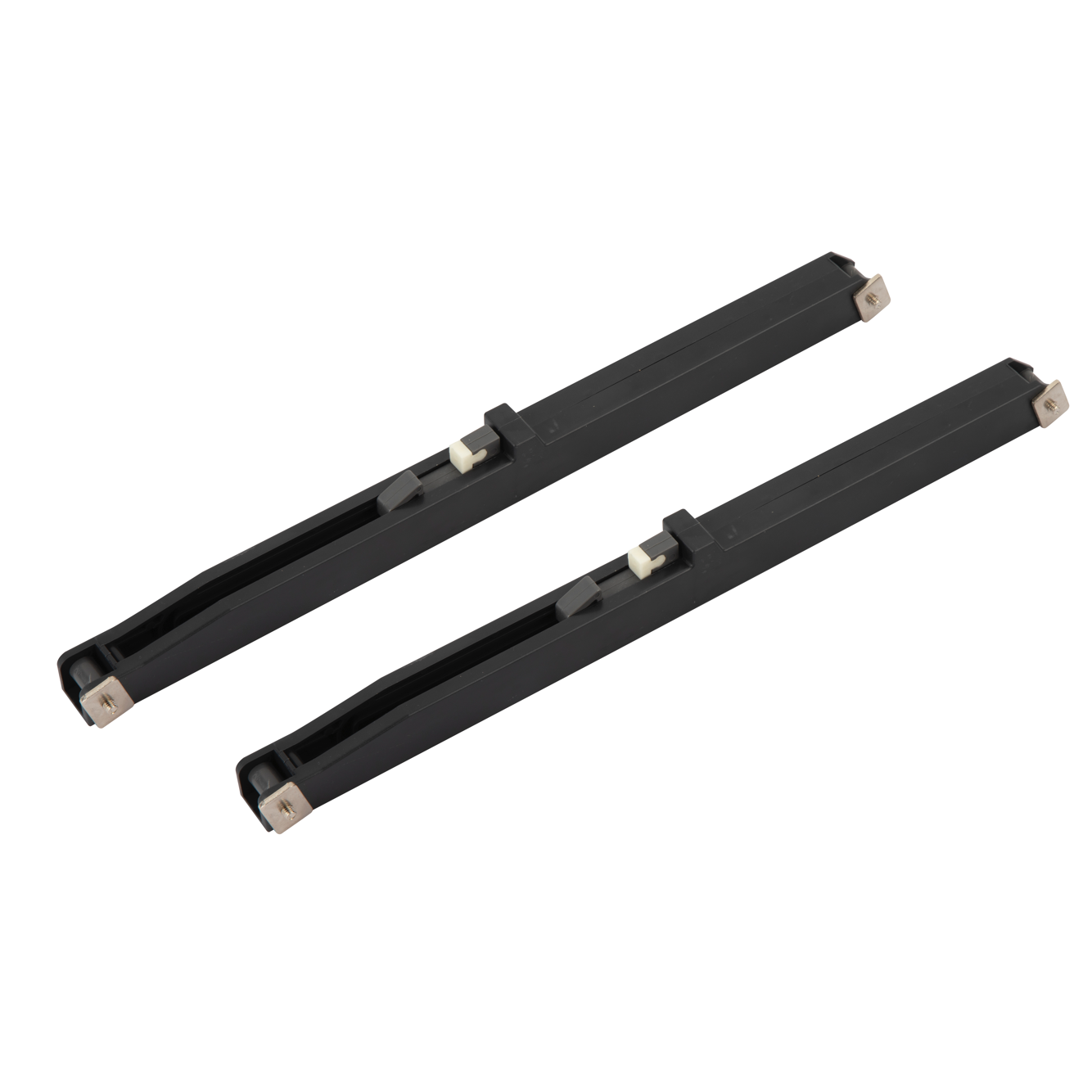 Herrajes negros cortos con freno para puerta corredera de madera
