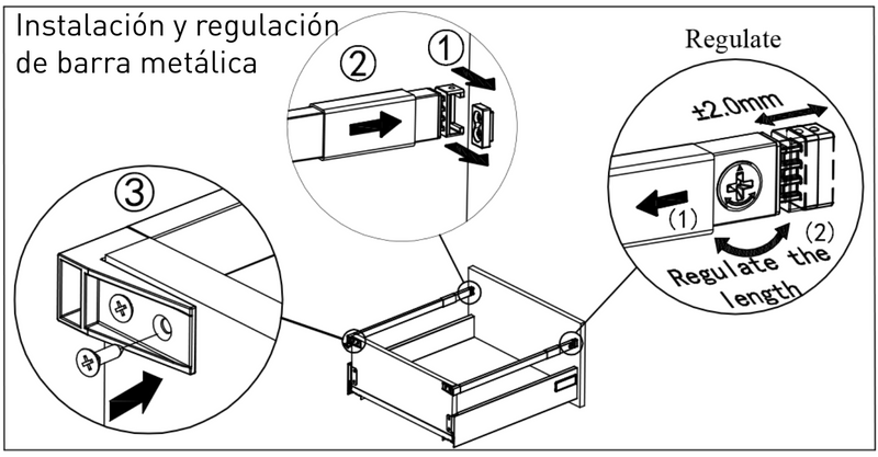 Barra gris de 550mm para cacerolero de cajón modular SLIM