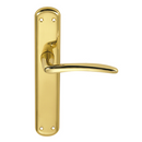 Manilla modelo '6601' con placa ovalada de zamak en acabado dorado brillo para puertas