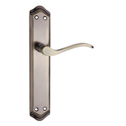 Manilla modelo '881' rústica acabado cuero de aluminio con placa curva para puertas