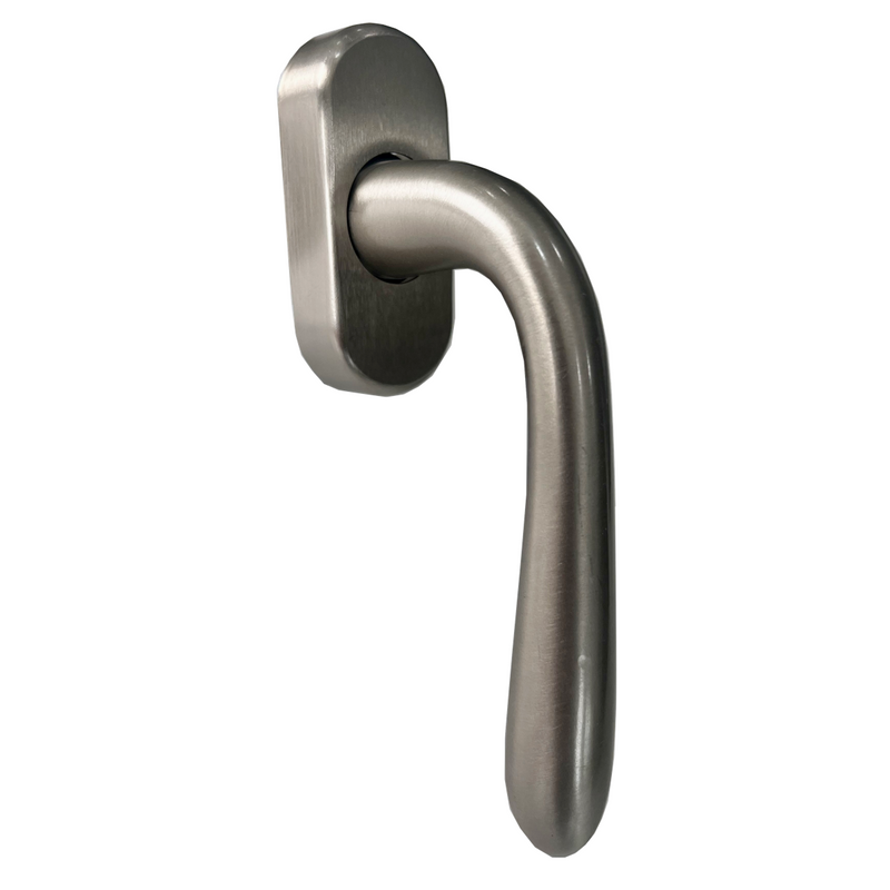 Satin nickel window handle Derby Sicma model with oval rosette