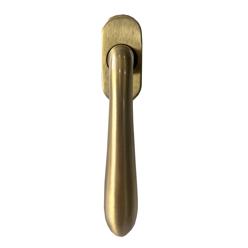 Satin gold window handle Derby Sicma model with oval rosette