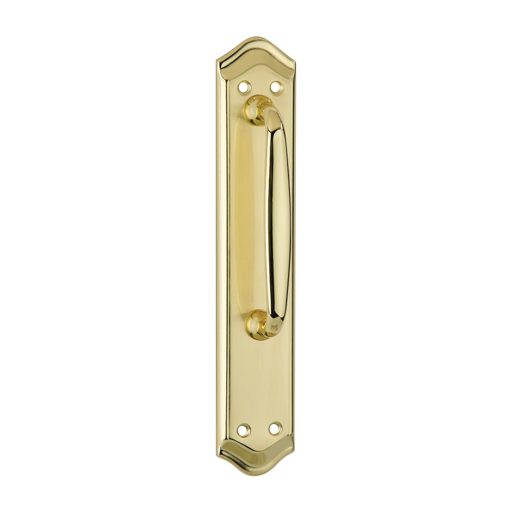 Manillón con placa curva en acabado dorado satinado modelo 884
