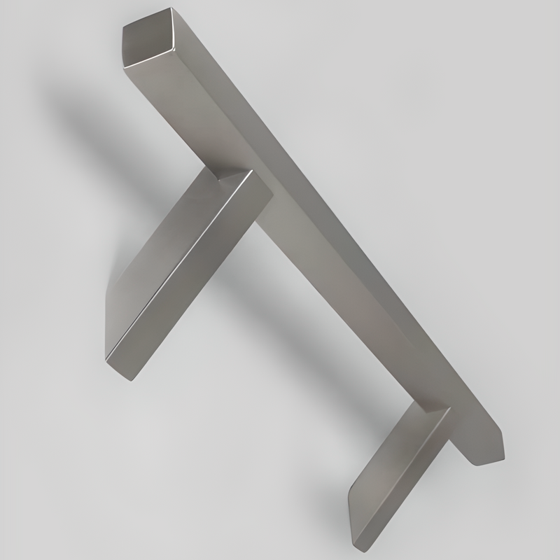 25x25mm offset square handle 400mm between axes and 600 high stainless steel without rosette for entrance doors