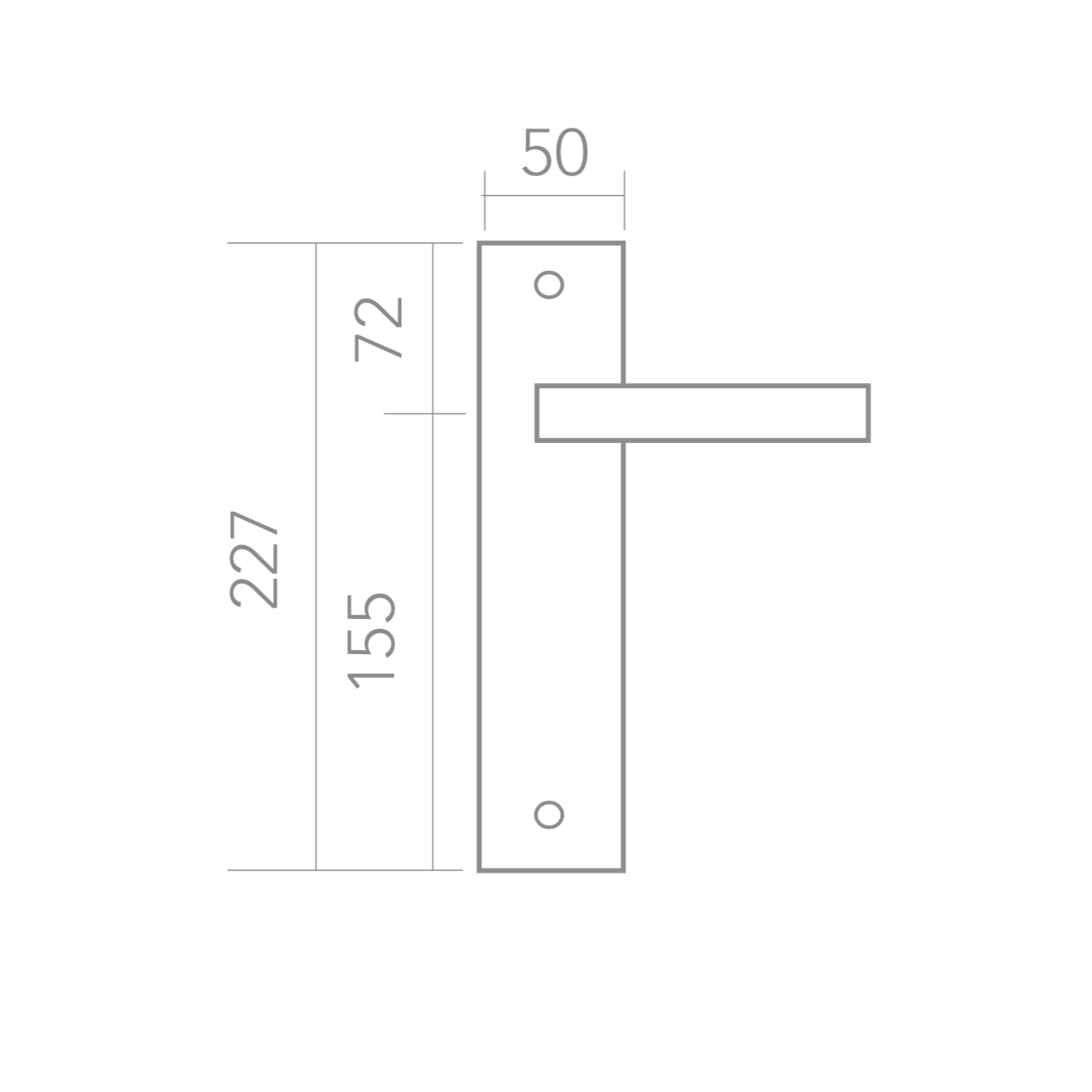 Manilla modelo '530' con placa rectangular negra mate de aluminio para puertas
