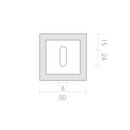 Bocallave cuadrada con boca oval en acabado níquel satinado para puertas