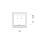 Bocallave roseta cuadrada-cuadrada de boca·pera acabado grafito y cromo brillo